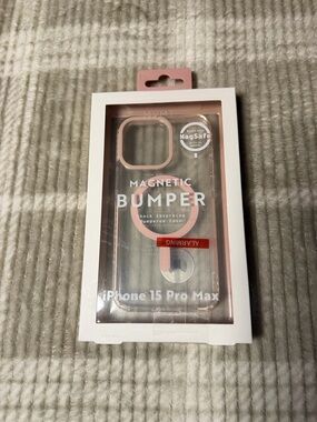 MVMT Pink Magnetic Bumper Case for iPhone 15 Pro Max - Clear Back